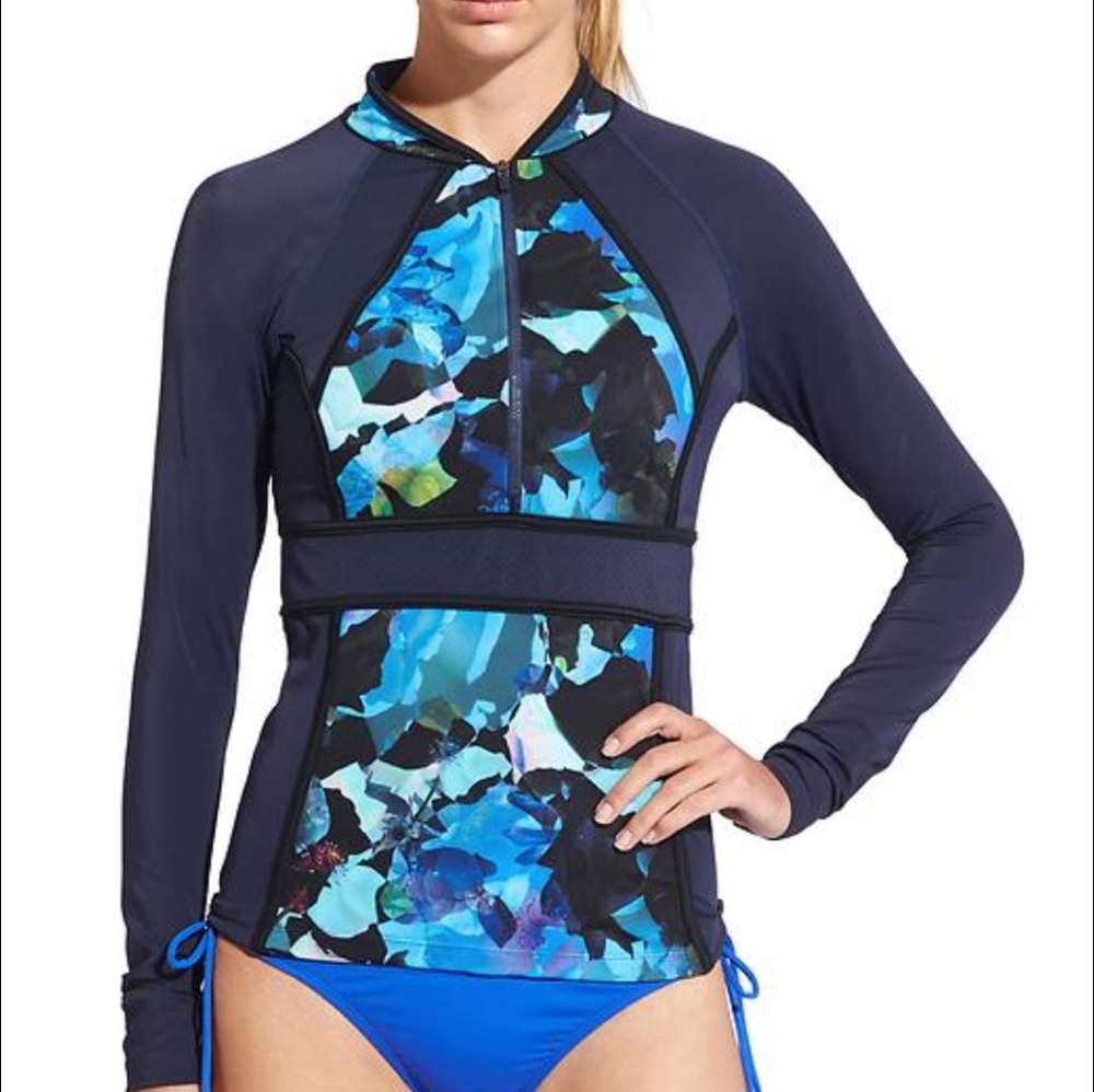 Athleta Blue Mystique Zip Rashguard Women's Sz. XS